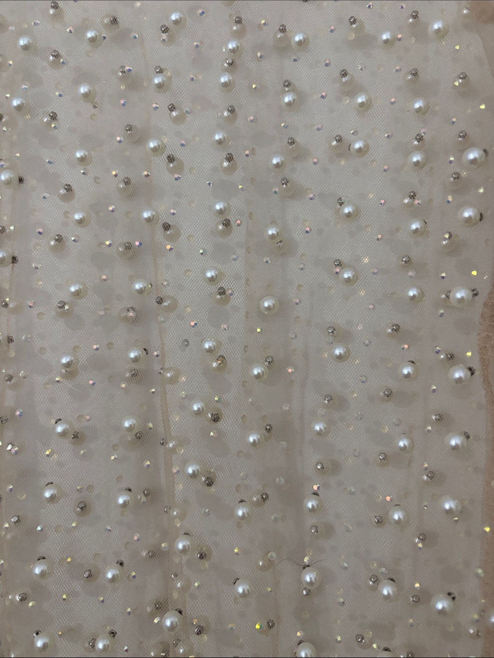 Embellished Sheer Pearl-Studded Top - Beige - Picture 2 of 4